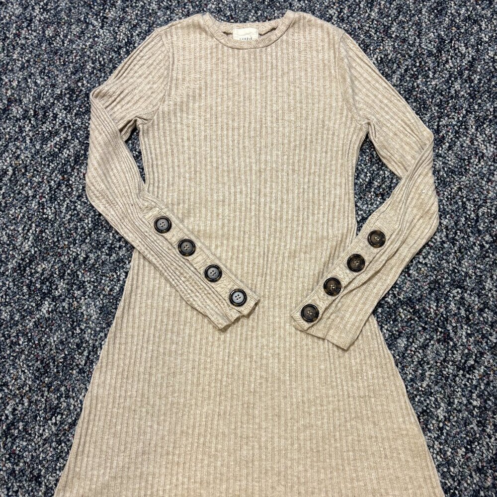 Stylish Ribbed Sweater Dress with Button Detail | Size XXS | Very Flattering
